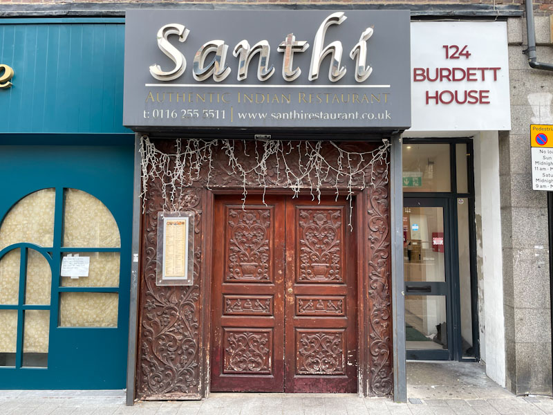 Ornate Indian restaurant door, Leicester, Leicestershire, May 2024