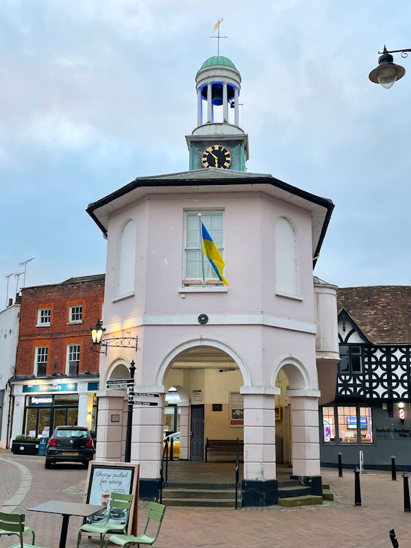 Inner door to The Pepperpot (formerly the town hall), Godalming, Surrey, March 2025