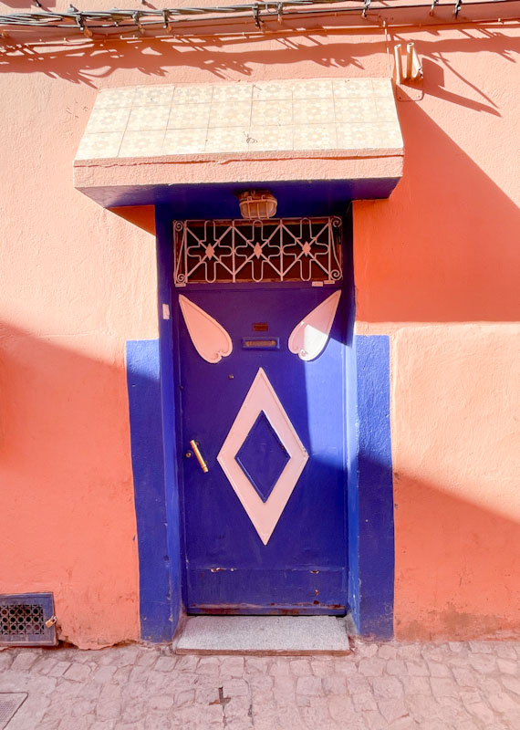 Blue door with a face, Derb Oualidine, Marrakesh, Morocco, January 2025