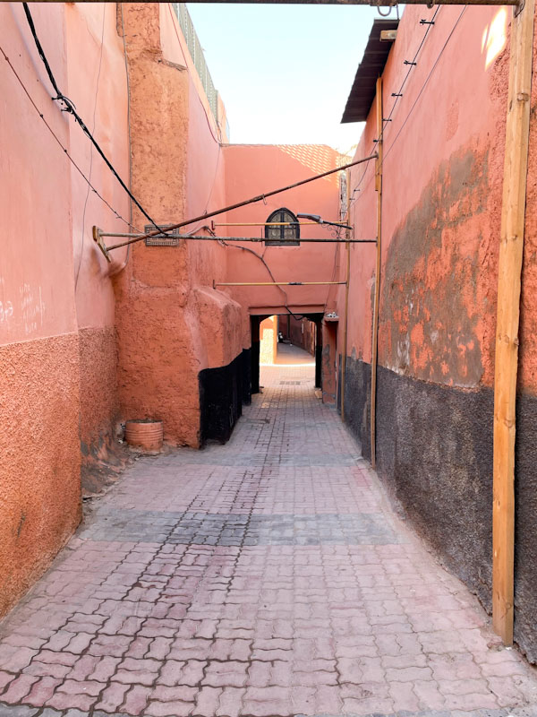 Narrow street and archway, Derb Benzina, Marrakesh, Morocco, January 2025