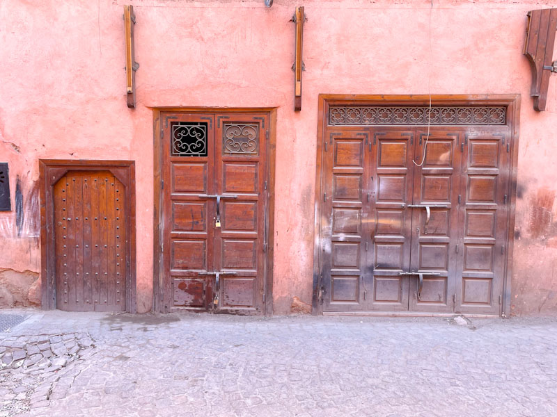 Three different sized doors, Tariq Makhzen, Marrakesh, Morocco, January 2025