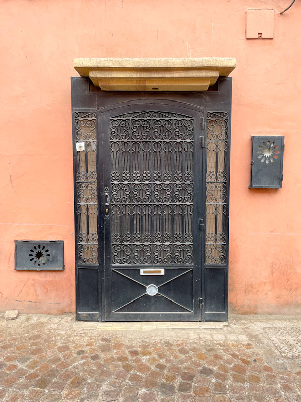 Beautifully crafted gate in front of a door, Tariq Makhzen, Marrakesh, Morocco, January 2025