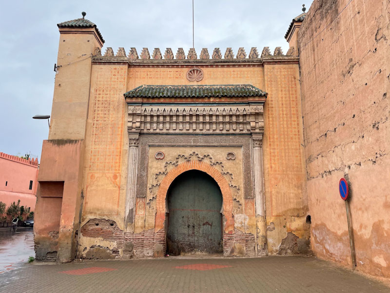 Door and gateway to El Badi Palace, Rue de Berrima, Marrakesh, Morocco, January 2025