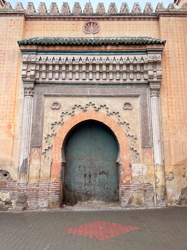 Door and gateway to El Badi Palace, Rue de Berrima, Marrakesh, Morocco, January 2025