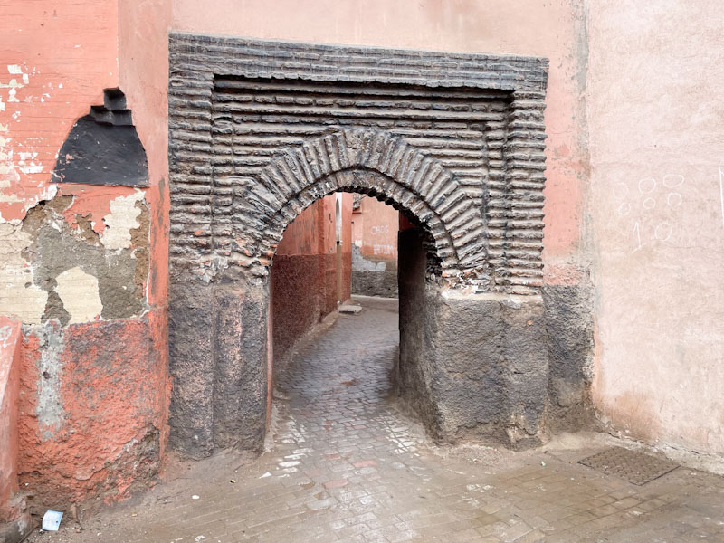 Old brick gateway, Derb Bougaldone, Marrakesh, Morocco, January 2025