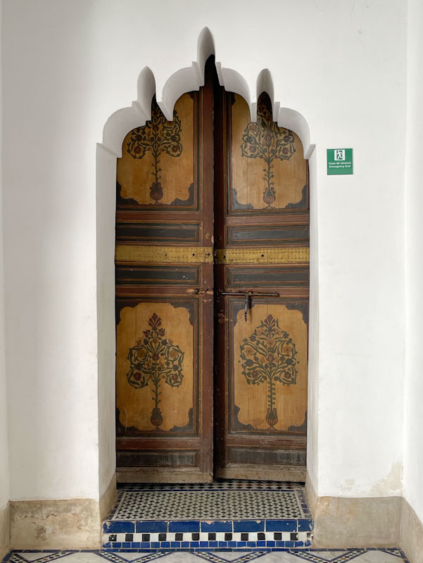 Painted wooden doors, Bahia Palace, Marrakesh, Morocco, January 2025