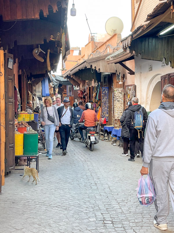 Busy market street, Rue Riad Zitoun El Jedid, Marrakesh, Morocco