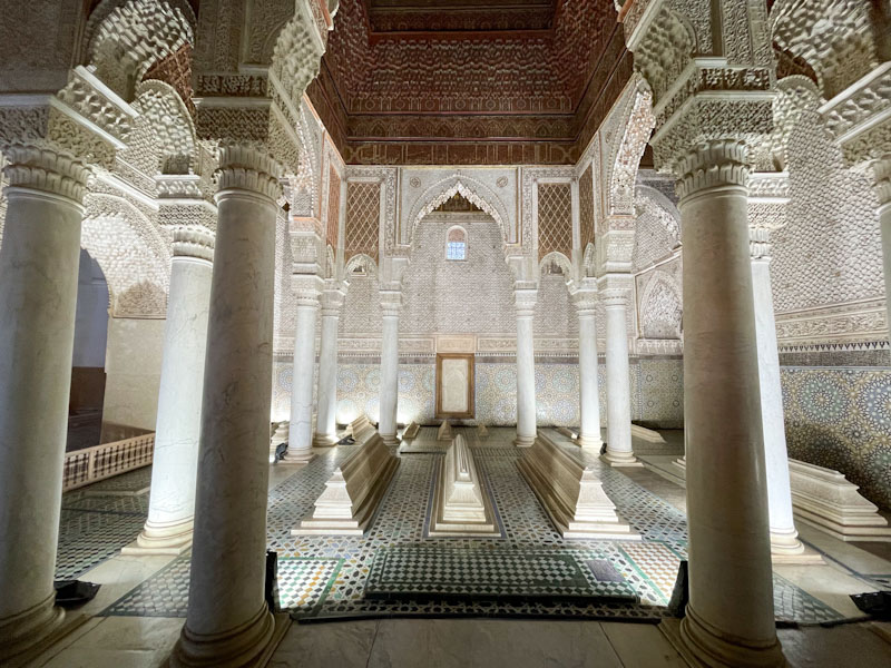 The Chamber of the Twelve Columns, the mausoleum of Sultan Ahmad al-Mansur, the Saadian Tombs, Marrakesh, Morocco, January 2025