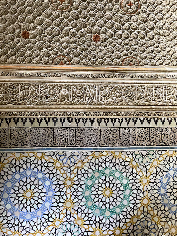 Detail of the extraordinary craftsmanship in the Saadian Tombs, Marrakesh, Morocco, January 2025