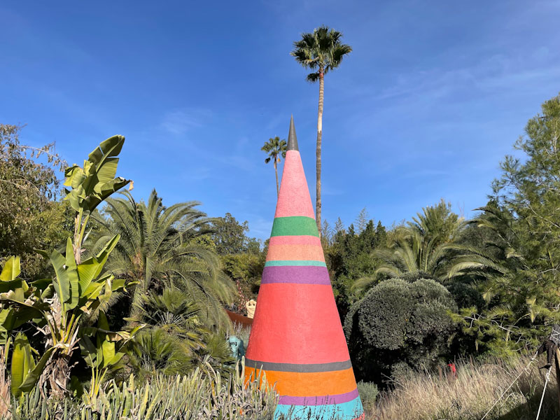 Colourful cone sculpture, Anima, Marrakesh, Morocco, January 2025