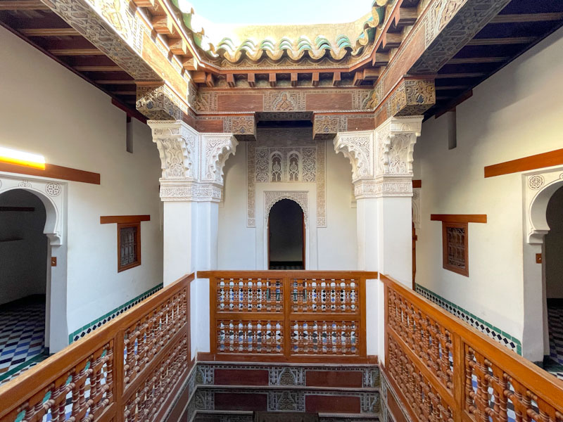 Door and small courtyard area, Madrassa Ben Youssef, Marrakesh, Morocco, January 2025