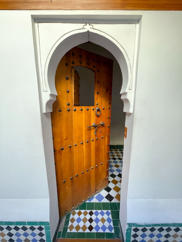 Door to dormitory, Madrassa Ben Youssef, Marrakesh, Morocco, January 2025