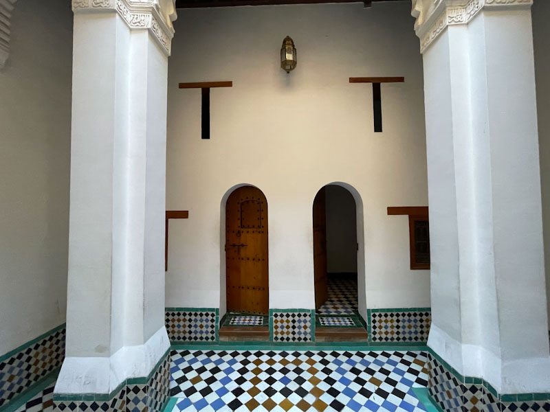 Doors in a hallway, Madrassa Ben Youssef, Marrakesh, Morocco, January 2025