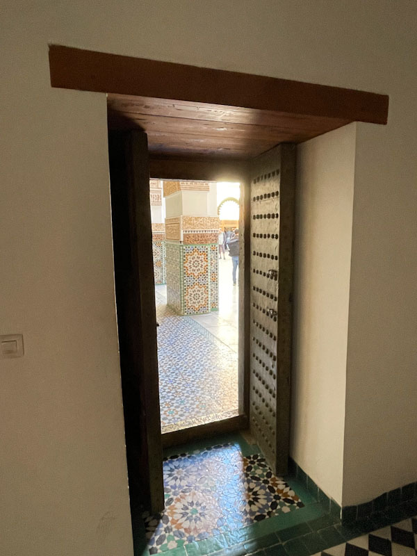Small door to the main courtyard, Madrassa Ben Youssef, Marrakesh, Morocco, January 2025