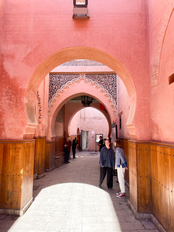 Archways outside the Madrassa Ben Youssef, Derb Zaouia Lahdar, Marrakesh, Morocco, January 2025