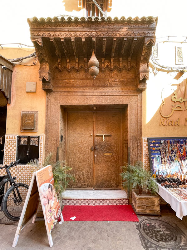 Front door to Riad Nesma, Marrakesh, Morocco, January 2025
