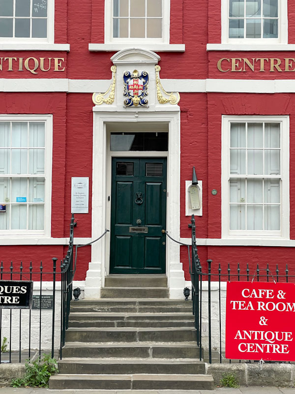 Steps and door of the Red House, York, North Yorkshire, June 2024