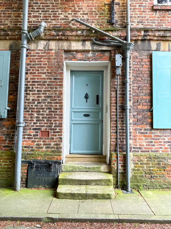 Blue door and steps, Your, North Yorkshire, June 2024