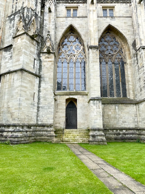 Small door in the north elevation of York Minster, York, North Yorkshire, June 2024