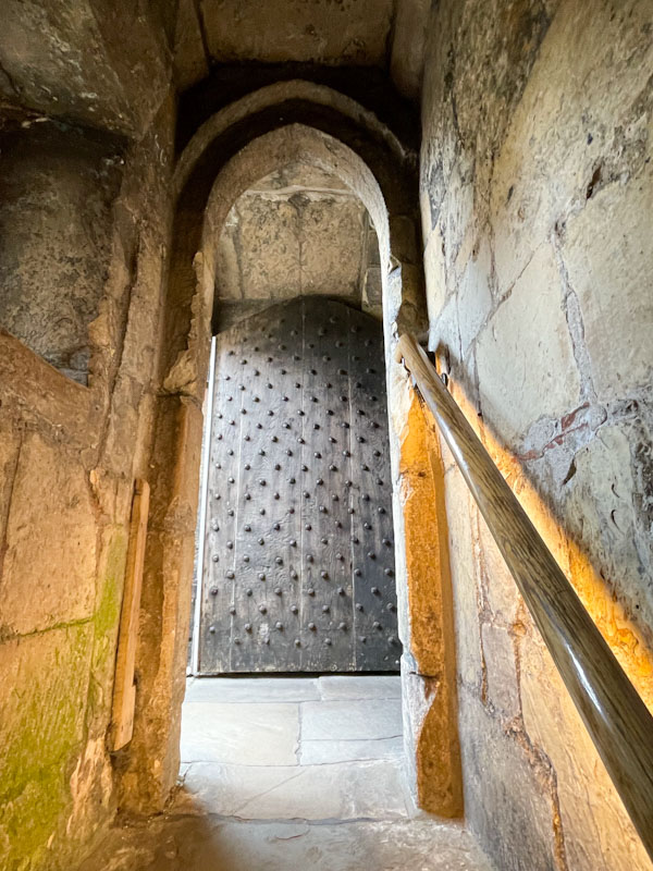 Upper door to the city wall, Monk Bar, city gate, York, North Yorkshire, June 2024