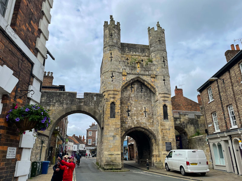 Monk Bar, city gate, York, North Yorkshire, June 2024