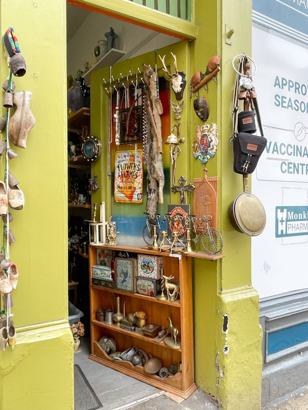 Shop door put to good use, York, North Yorkshire, June 2024