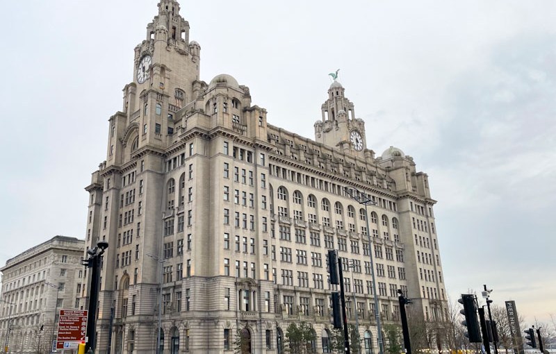 Tower Building (the Royal Liver Building), George's Dock Gates, Liverpool, March 2025