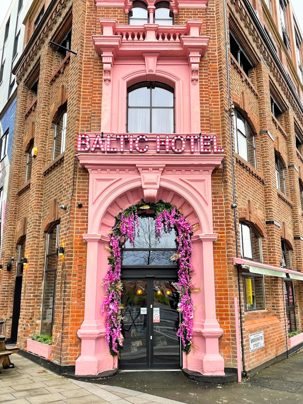 Door to the Baltic Hotel, Bridgewater Street, Liverpool, March 2025