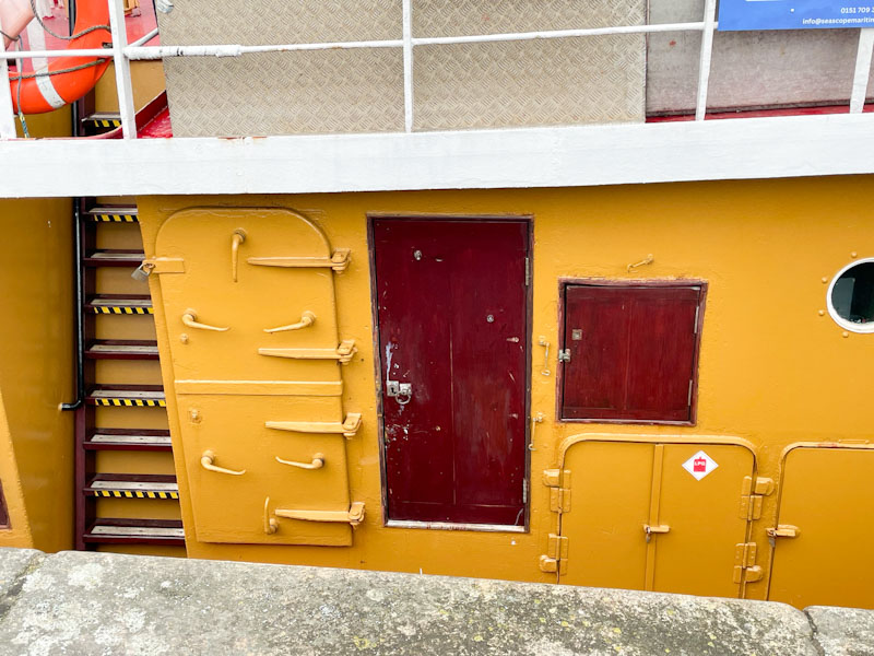 Multiple doors on a boat, Salthouse Quay, Liverpool, March 2025