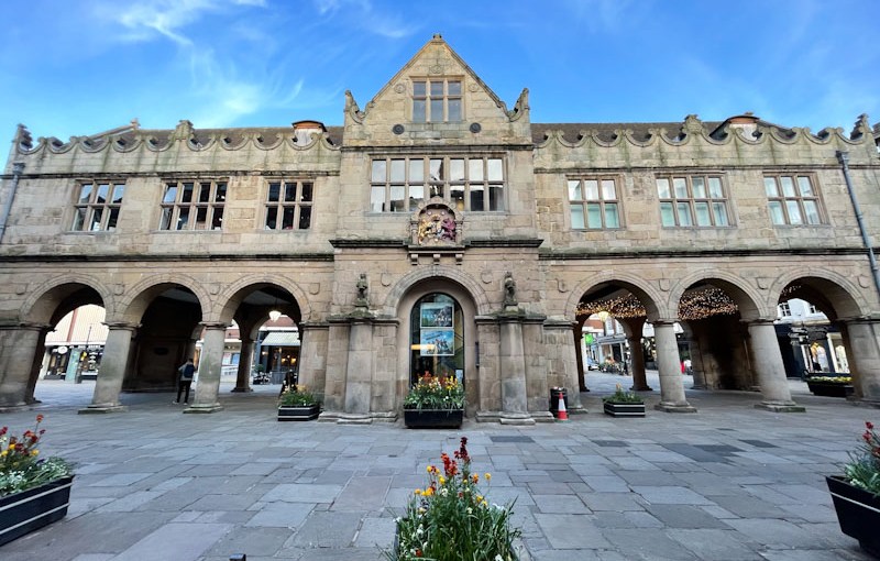 Old Market Hall, The Square, Shrewsbury, Shropshire, April 2025
