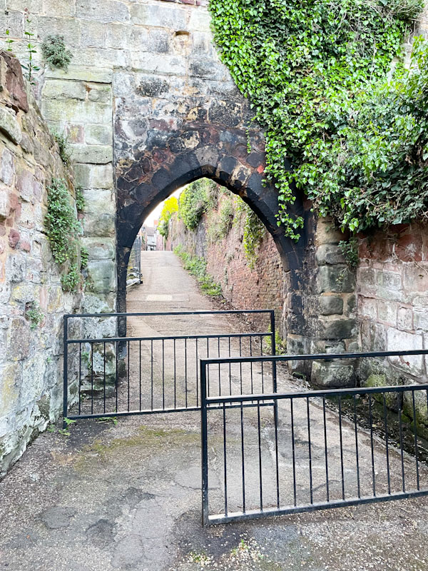 Archway on St Mary's Water Lane, Shrewsbury, Shropshire, England, April 2025