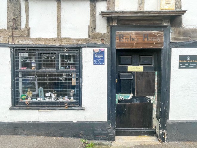 Perches House and 'well-used' black door, Windsor Place, Shrewsbury, Shropshire, August 2026