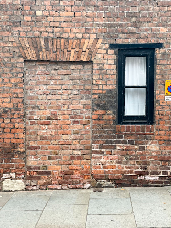 Ghost door and slim window, Dogpole, Shrewsbury, Shropshire, August 2026