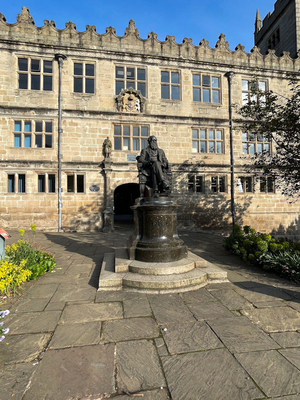 Entrance to Shrewsbury Library, Castle Street, Shrewsbury, Shropshire, England, April 2026