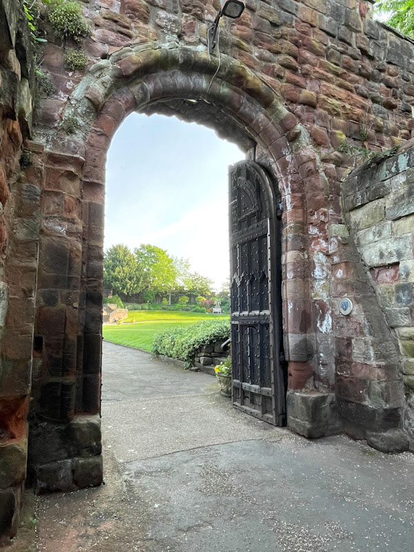Entrance gateway and door to Shrewsbury Castle, Shrewsbury, Shropshire, England, April 2025