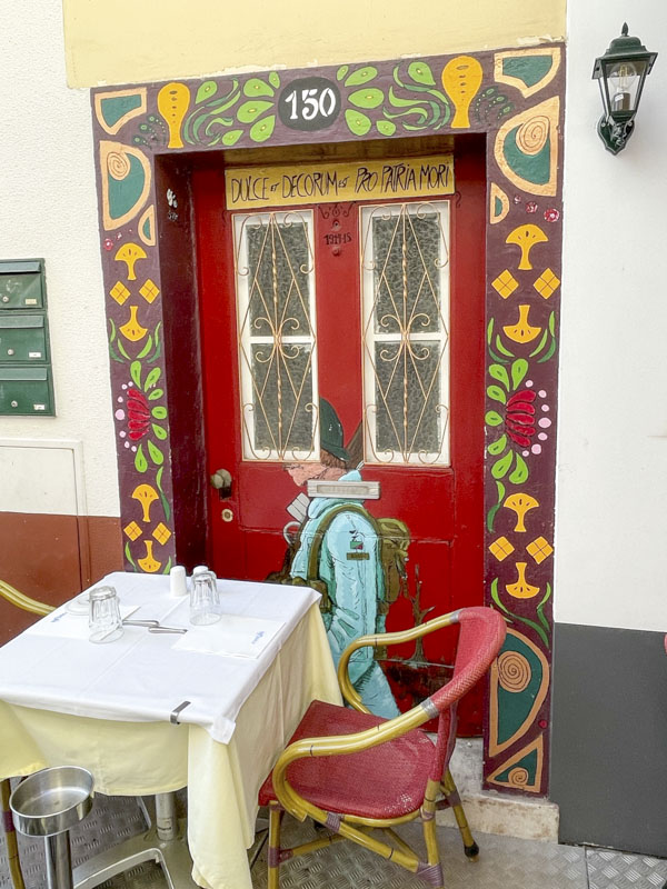 Colourful painted door, Rua de Santa Maria, Funchal, Madeira, September 2025