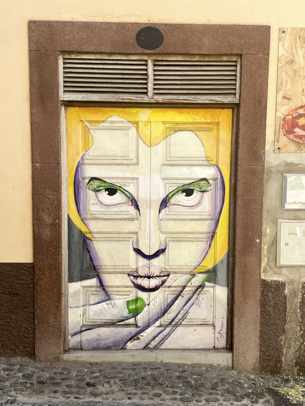 Large portrait piece  doors, Rua Dos Barreiros, Funchal, Madeira, Portugal, September 2025