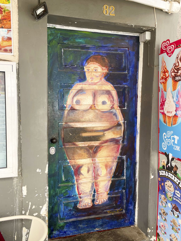 Naked lady door, Rua Dos Barreiros, Funchal, Madeira, Portugal, September 2025