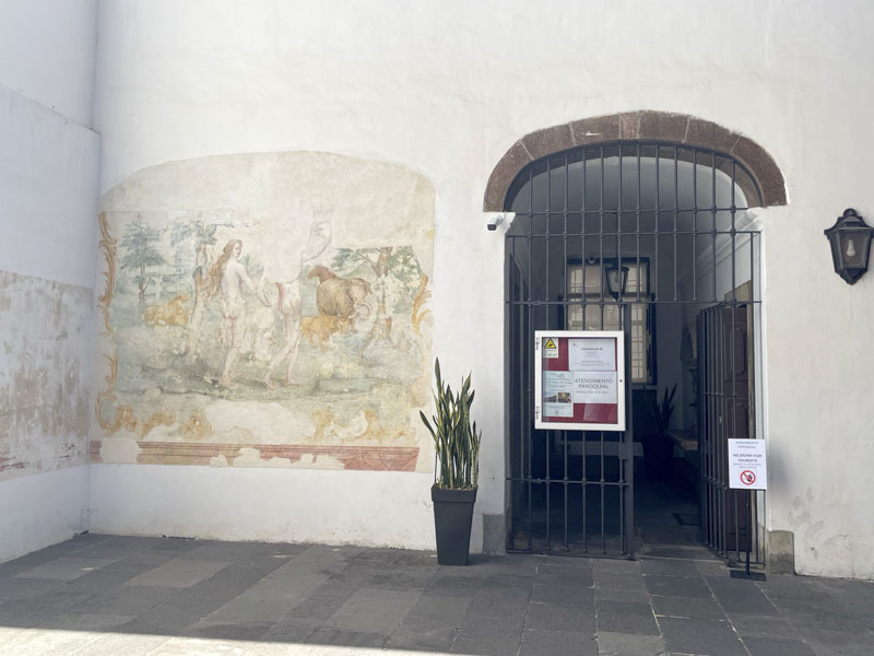Gate and mural near Funchal Cathedral, Funchal, Madeira, Portugal, September 2025